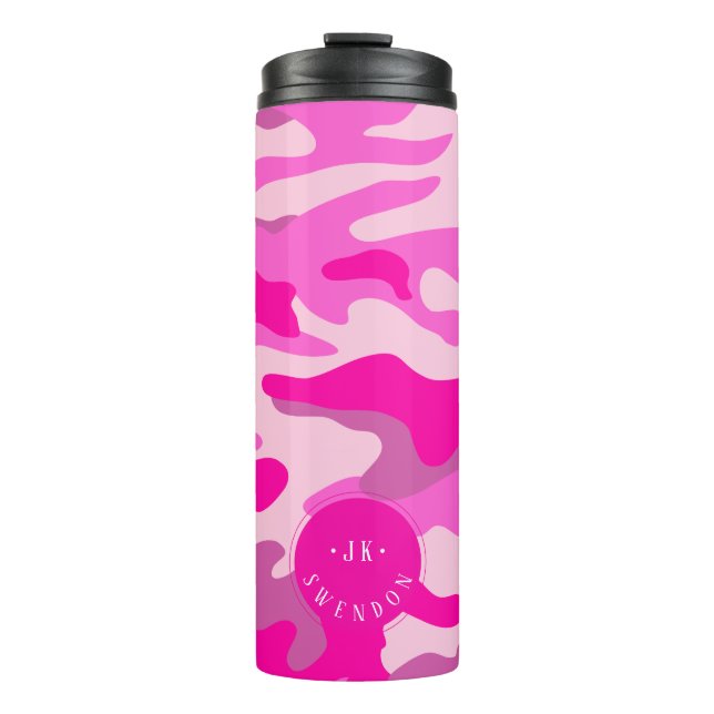 Termo Camuflaje rosa Sassy de Monograma PixDezines (Anverso)