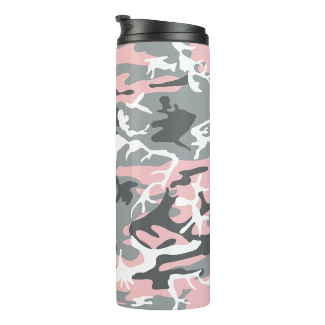 Termo Camuflaje rosa y gris, ejército, ejército (Rotado hacia la derecha)