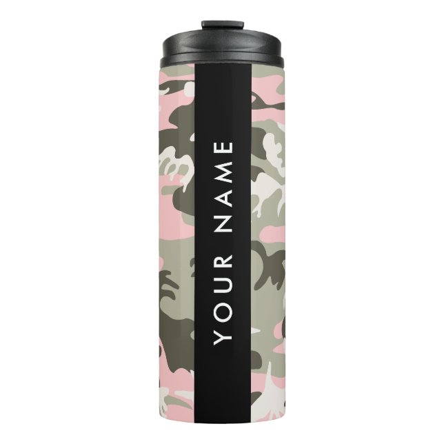 Termo Camuflaje rosa y verde Tu nombre Personaliza (Anverso)