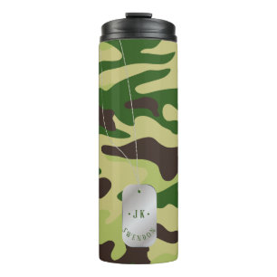 Termo Camuflaje verde de los bosques de los Monogramas d