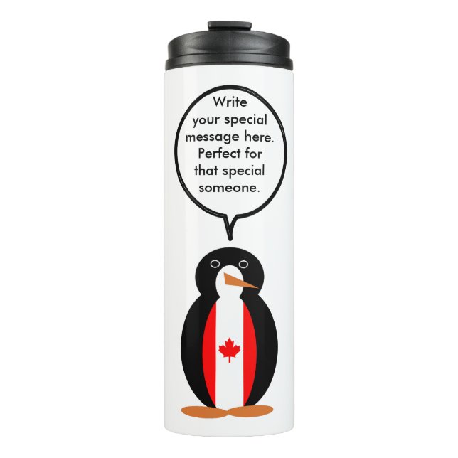Termo Canadian Flag Talking Ms. Penguin Personalize Text (Anverso)