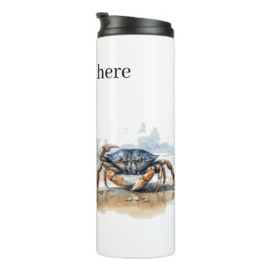Termo Cangrejo de Playa Acuarela, personalizado