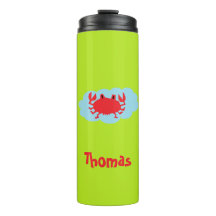 Cangrejo rojo con nombre personalizado en azul y v