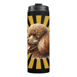 Termo Caniche estándar marrón Retro ráfaga de sol
