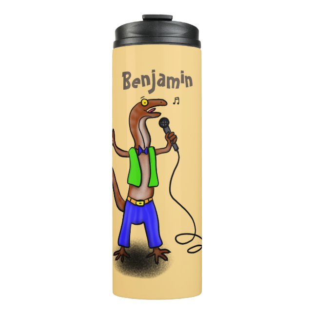 Termo Canto gracioso de lagarto con personalizado de mic (Anverso)