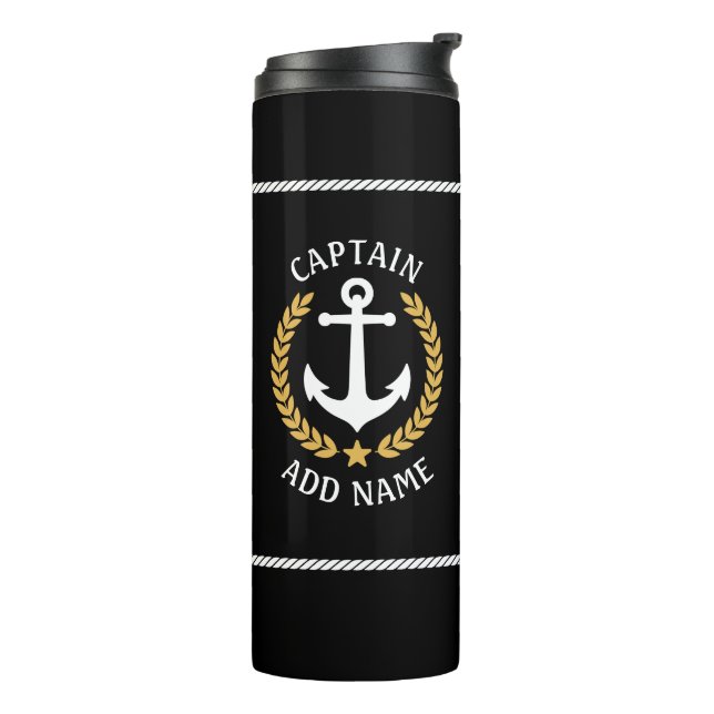 Termo Capitán Nombre de barco Anchor Laurel de estilo de (Rotado hacia la izquierda)