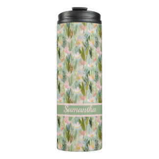 Termo Caprichosa Floral Verde Salvia Personalizada