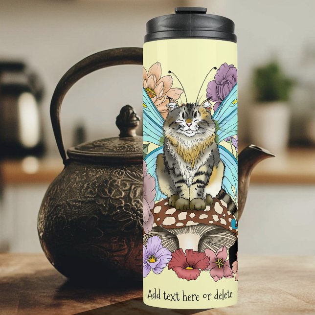 Termo Caprichosa gata hada atigrada pastel Floral Fantas (Subido por el creador)
