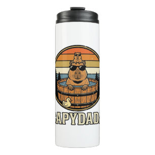 Termo Capydada Capybara Papá Diseño Vectorial Retro Bañe