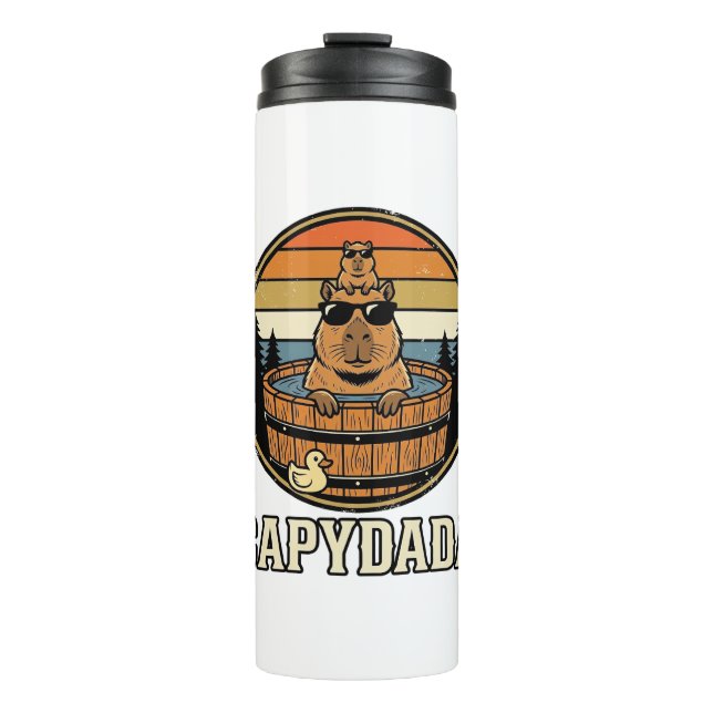 Termo Capydada Capybara Papá Diseño Vectorial Retro Bañe (Anverso)
