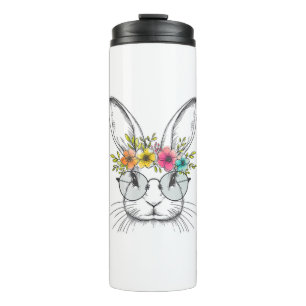 Termo Cara De Conejo Con Gafas Florales De Conejo De Pas
