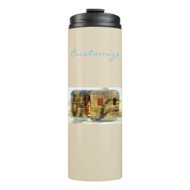 Termo Caravana de madera clásica de época (Anverso)