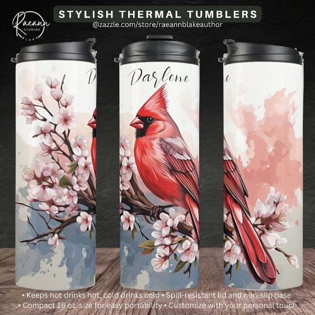 Termo Cardenal personalizado y Tumbler térmico de flores (Subido por el creador)
