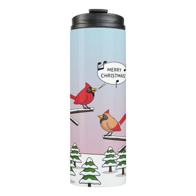 Termo Cardenal rojo curado canta Feliz Navidad (Anverso)
