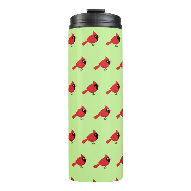 Termo Cardenal rojo Personalizado con flores (Anverso)