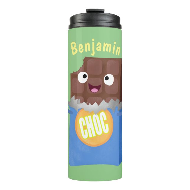 Termo Caricatura de dibujos animados de un dulce chocola (Anverso)