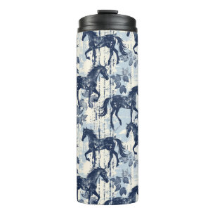 Termo Carreras de caballos de tela azul oscuro