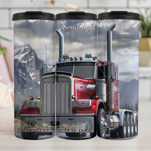 Termo Carretera Red Chrome Semi Truck Mountain