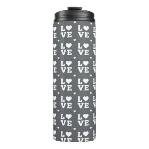 TERMO CARTA DE BLOQUEO GRIS Y BLANCO AMOR CON CORAZONES