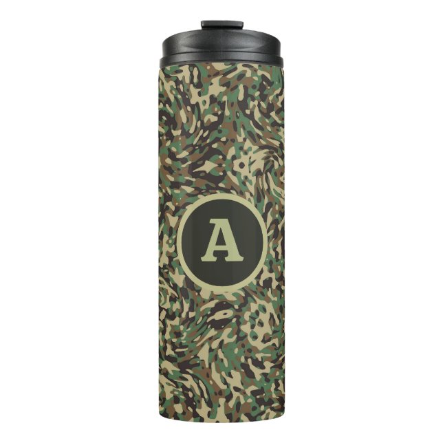 Termo Carta personalizada verde de moda de camuflaje (Anverso)