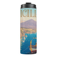 Cartel de viaje de estilo vintage para Sicilia Ita