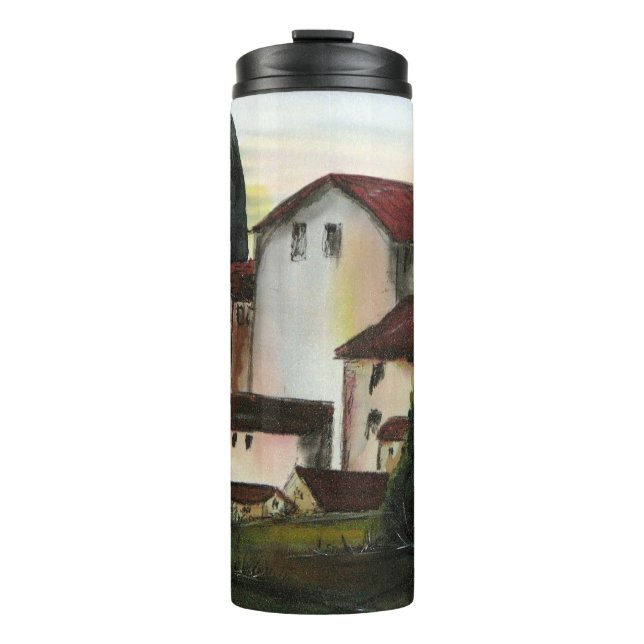 Termo Casa de Pueblo Dibujo Toscana italia Campo (Anverso)