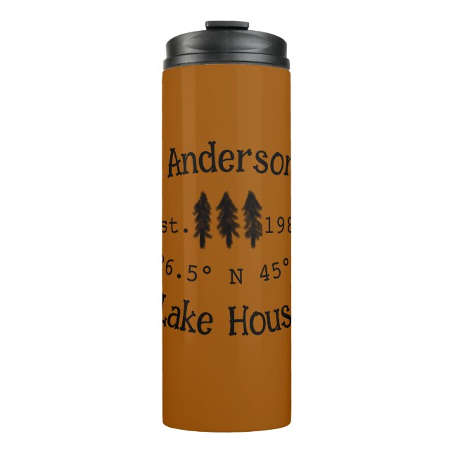 Termo Casa del lago. Fecha año personalizado coordenadas (Anverso)