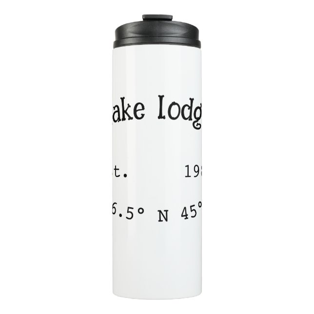 Termo Casa del lago. Fecha año personalizado coordenadas (Anverso)