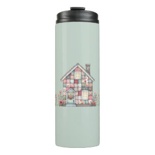 Termo Casa floral cottagecore de falsa patchwork