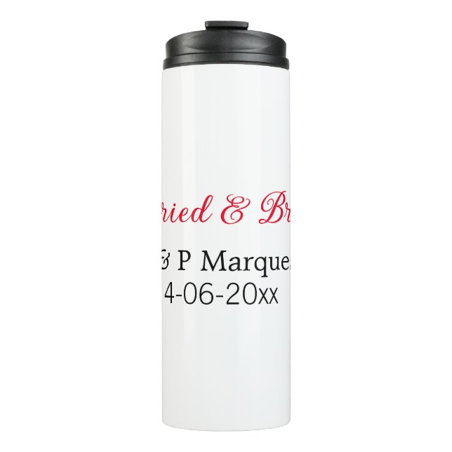 Termo Casado y brillante añadir nombre de pareja boda añ (Anverso)