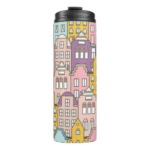 Termo Casas de los Países Bajos dibujadas a mano con un 