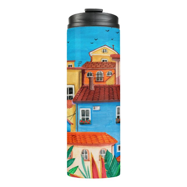 Termo Casas italianas. Mano de Gouache (Anverso)