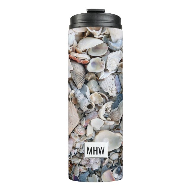 Termo Cáscaras de mar personalizado monograma tumbler (Anverso)