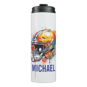 Termo Casco de fútbol motivacional inspirador nombre