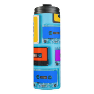 Termo Cassette retro: Colección de fondo azul