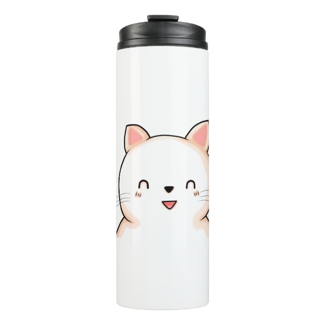 Termo Cat Little Cat Kawaii Closed Eyes Animal Drawing. (Anverso)