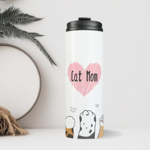 Termo Cat Mom Mascota Parent Cat Paws con Heart Tumbler