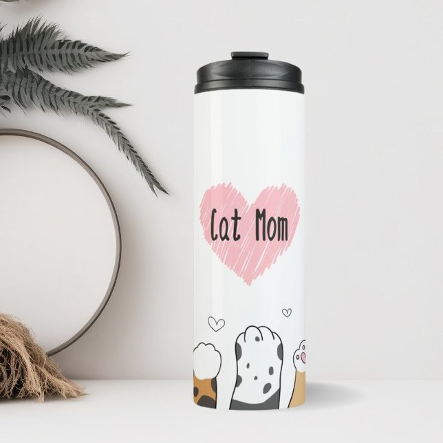 Termo Cat Mom Mascota Parent Cat Paws con Heart Tumbler (Cat Mom Tumbler)