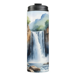 Termo Catarata pintada con acuarela