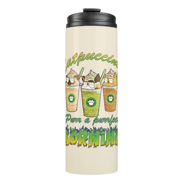 Termo Catpuccino - Purr una mañana perfecta | Gato de co (Anverso)