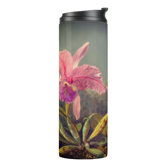 Termo Cattleya Orchid y tres Hummingbirds Heade (Rotado hacia la izquierda)