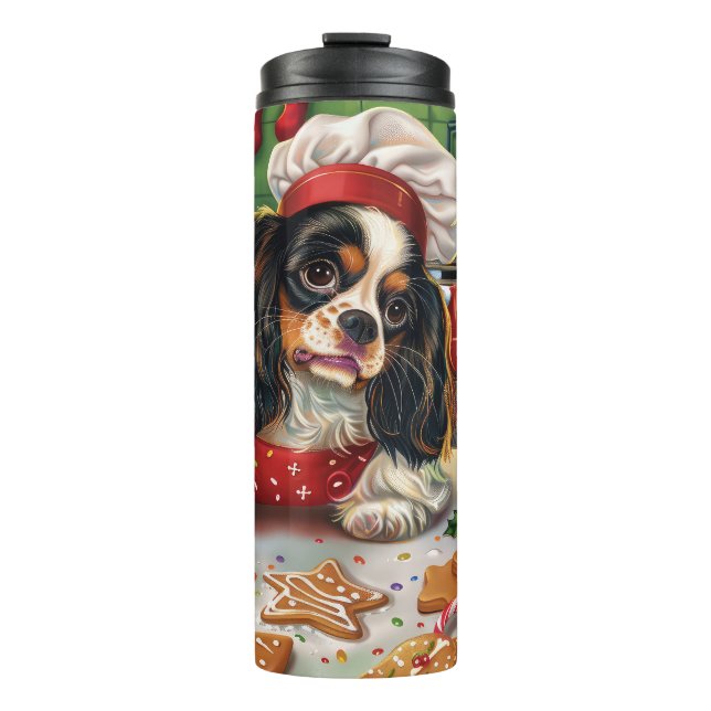 Termo Cavalier King Charles Spaniel Horneando Navidad (Anverso)