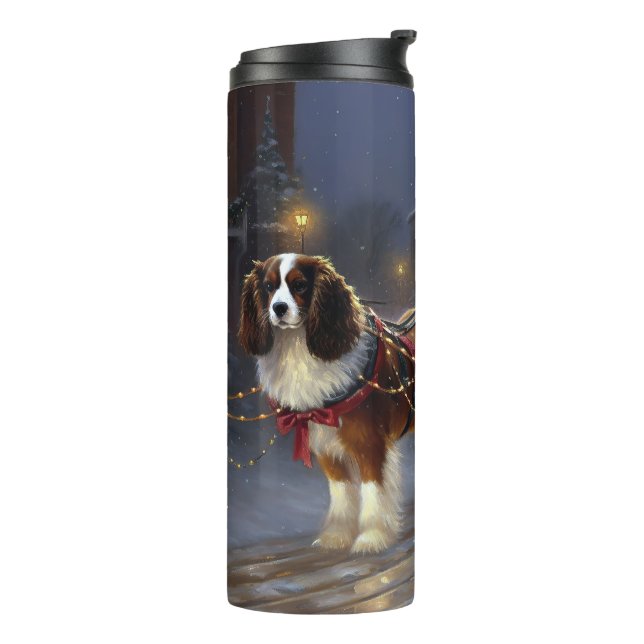 Termo Cavalier King Charles Spaniel Navideño Festivo  (Rotado hacia la izquierda)