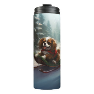 Termo Cavalier King Charles Spaniel  nieve de Navidad