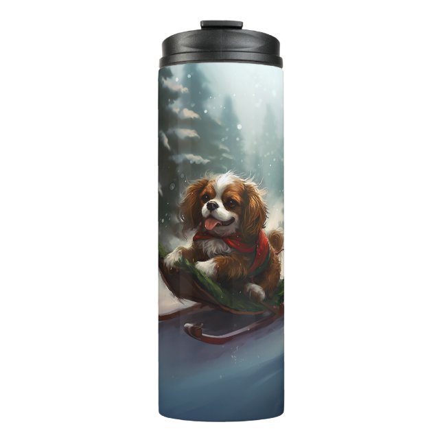 Termo Cavalier King Charles Spaniel  nieve de Navidad (Anverso)