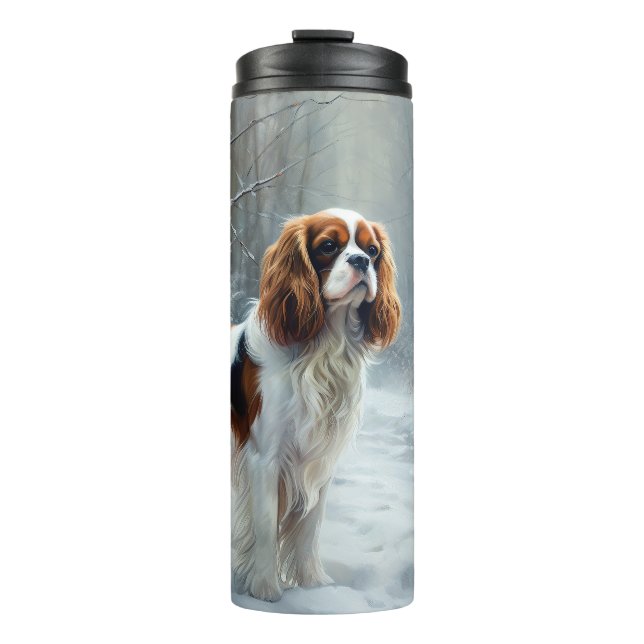 Termo Cavalier King Deja que nieve Navidad Cepillada (Anverso)