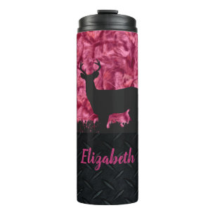 Termo Caza de ciervos de camuflaje rosado en Tumbler fem