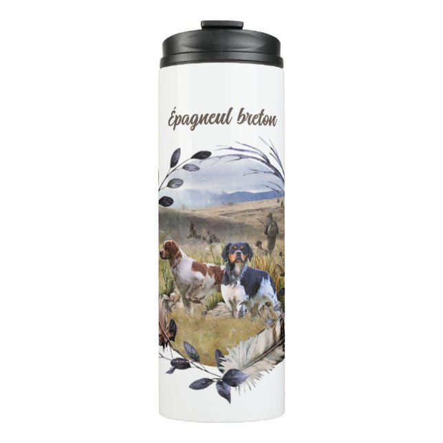 Termo Caza de codornices con un español británico, arte (Anverso)