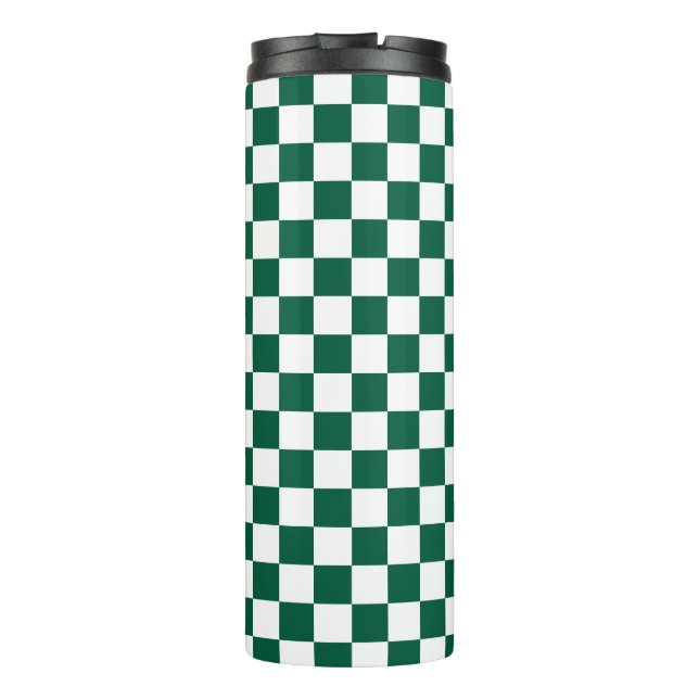 Termo Cazador Verde y Cuadros Blancos (Reverso)