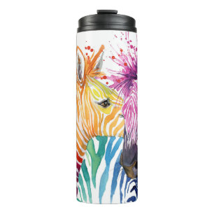Termo Cebra arcoiris, ilustracion silvestre acuático.